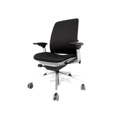 Sedile ricondizionato STEELCASE Amia nera con braccioli 4D