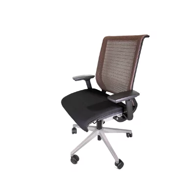 Reconditioned seat STEELCASE Think black with chocolate and 1D armrest backrest